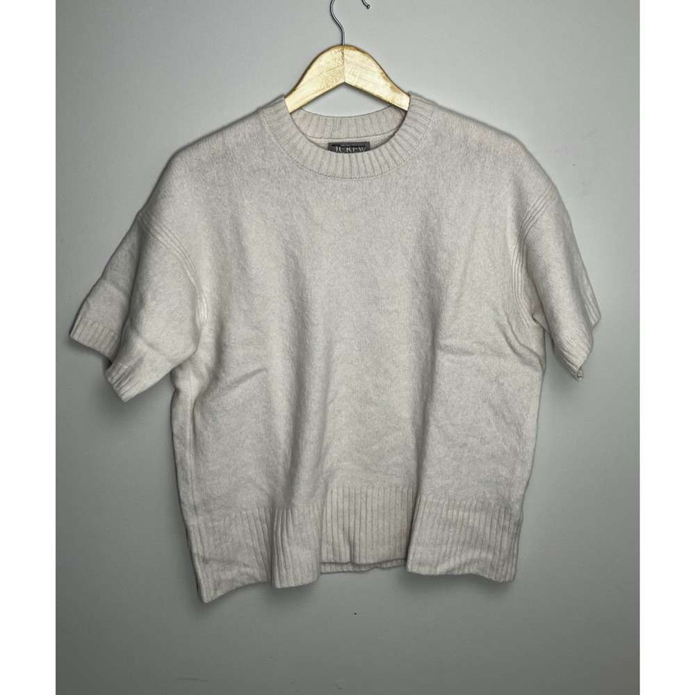 J Crew Oversized Sweater Tee in Vintage Lambs Wool Womens Small Beige Natural